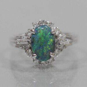 platinum black opal and diamond ring